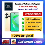 Infinix Smart 8 Pro (4+4)8GB + 128GB 1 Year Warranty By Infinix Malaysia