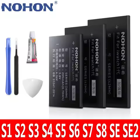 NOHON for Apple Watch Series SE 1 2 3 4 5 6 7 8 Lithium Polymer Battery for iWatch Bateria S1 S2 S3 