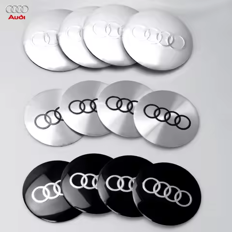 4pcs Set of Wheel Center Caps Stickers Car Hub Covers for Audi S RS A3 A4 B8 A6 A5 Q5 A7 - Multiple 