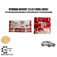 HYUNDAI ACCENT 1.5 LC 12V SOHC (1999-2005) PISTON RING SET ONE SET 4 PISTON G4EK ENGINE TP JAPAN