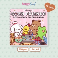 C0zy Friends Coloring Set, Book of 39 200gsm Thick Paper Paintings, A4 A5 Size, Coloring Pages for A