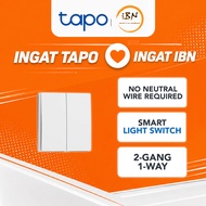 TP-Link Tapo S220 Suis Lampu Pintar WiFi 2-Gang–Kawalan Aplikasi, Suara & Jadual, Tanpa Wayar Neutra