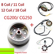 8 11 12 18 Coil Pole Magneto Fly Wheel with Stator For ZONGSHEN CG250 CG200 Engine Lifan 250cc ATV QUAD Go karts Dirt Pi
