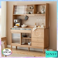 SINSY SSL Kitchen Cabinet Storage Cabinet Wooden Solid Wood Dining Household Cupboard Ash Simple Tea New Large Capacity JP