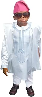 Kids African Clothing Embroidery Dashiki Outfit 3 Pieces Agbada Robe for Boy