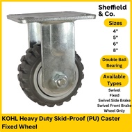 KOHL Caster Heavy Duty Skid Proof Polyurethane Caster with PP Core Double Ball Bearing (Swivel Fixed