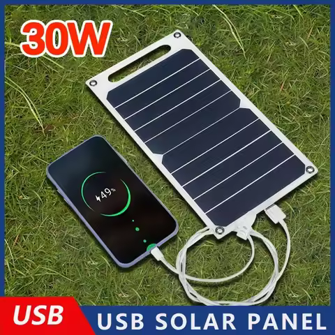 30W Solar Panel With USB Waterproof Outdoor Hiking And Camping Portable Battery Mobile Phone Chargin