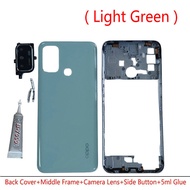 Back Cover Housing Case Cover Door Middle Frame with Side Button Lens Replacement for OPPO A53 A53S