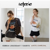 [LETERIE] RIBBON CROISSANT T-SHIRTS 2COLORS - CHARCOAL WHITE (5-LR-T03)