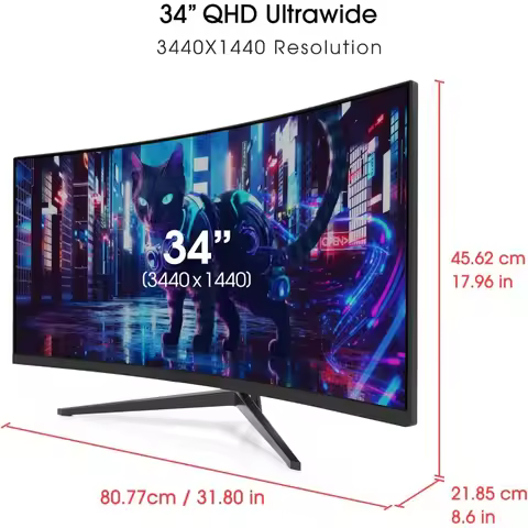 34-Inch Curved Ultrawide WQHD Monitor 3440 x 1440 R1500 up to 165Hz DisplayPort x2 99% sRGB 1ms Pict