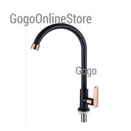 LATINA Black & Rose Gold Pillar Sink Tap / Kitchen Sink Tap
