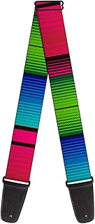 Guitar Strap Zarape7 Vertical Pinks Blues Greens Black 2 Inches Wide