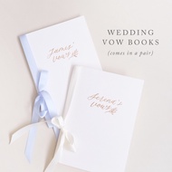Personalised Wedding Vow Cards / Vow Books with Calligraphy and Ribbons (comes in a pair)
