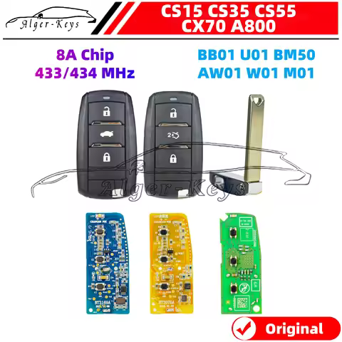 Algernon-keys Original Smart Key 3 Buttons For CS15 CS35 CS55 CX70 A800 433Mhz FSK 8A Chip 3608030-B