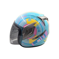 VIRTUE Helm SNI Half Face Wanita Cewek Perempuan Remaja Dewasa Motif Bunga Flower Original Kaca Anti