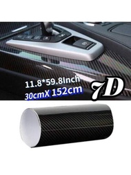 30*152cm/11.8*59.8in高光澤度汽車7D碳纖維包覆膜貼紙防水機車平板貼紙和膠紙汽車配件