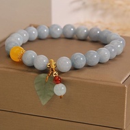 Aquamarine Bracelet Female Niche Design Jade Pendant Leaf Crystal Bracelet Korean Aquamarine Bracele