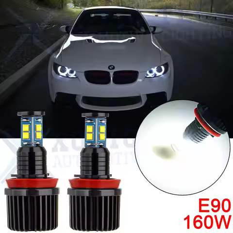 160W White H8 LED Angel Eye Halo Ring Bulbs for BMW E90 E92 E93 E60 E61 X5 X6 Z4