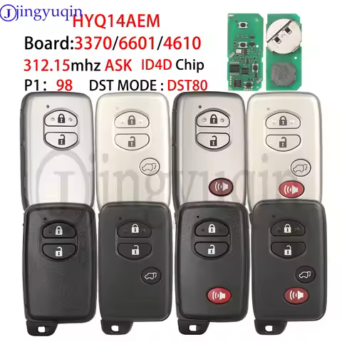 jingyuqin 3370/6601/4610 HYQ14AEM 312.15mhz ASK P1:98 4D Chip Car Remote Key Fob For Toyota Land Cru