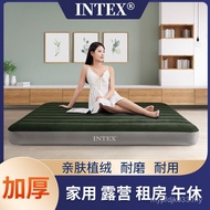 Heightened Double Folding Lazy Flocking Inflatable Bed Green Single Air Bed Outdoor INTEX Thickened 