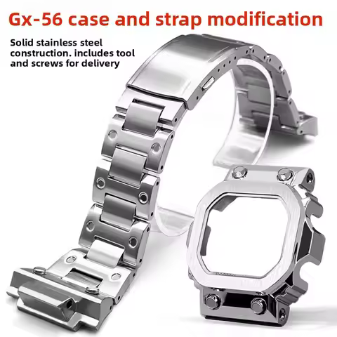 GX56 Stainless Steel Case Band for Casio G-SHOCK GX56BB GWX-56 Big G Square Watch Metal bezel strap 