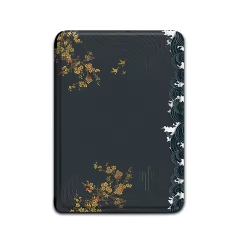 Ancient Style Waves Golden Flowers E-book Case For Kindle Paperwhite Colorsoft 2024 2022 2021 4 5 6 