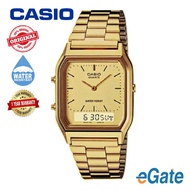 [100% Original] 1YearWarranty Casio AQ-230GA-9D Unisex Analog Digital Square Gold Design Stainless S