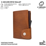 C-SECURE [พร้อมส่ง] กระเป๋าใส่บัตร (RFID Protection) รุ่นหนังฟอกฝาด สีน้ำตาล (เคสบัตรสีน้ำตาล)