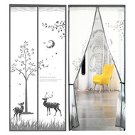 【Approving】 Elk Print Door Curtain Encryption InvisibleWarmSummer Windproof The Automatic Magnetic Closing Screen Door Curtain