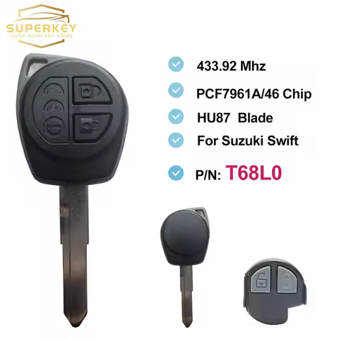 SUPERKEY 2 Button 433.92MHz ID46 Chip PCF7961A Remote Control Car Key For Suzuki Swift Fob P/N: T68L
