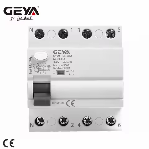GEYA GYL9 AC Residual Current Circuit Breaker Differential Breaker Safety Switch 4P 40A 63A 100A