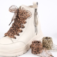 [Famila] 2.5cm Widened Shoelace Leopard Print Pattern Ribbon Gauze Lace Flat Wide Snow XD508 66-0031