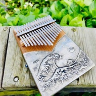 浮世繪錫雕拇指琴(Kalimba) 神奈川沖浪裏
