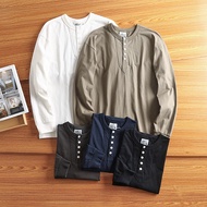 American Casual Henry Collar Bottoming Shirt Loose Casual Henry Shirt Trendy New Style Pure Cotton R