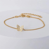 18K Gold Zircon Butterfly Ladies Bracelet Anklet Accessories