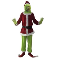 S-3XL Santa Grinch Cosplay Costume How the Grinch Stole Christmas Suit Green Fur Grinch Party Perfor