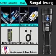 【Pencahayaan 100km】Senter LED portabel Senter kepala 500 Watt Senter led cas tahan 24 jam Senter min