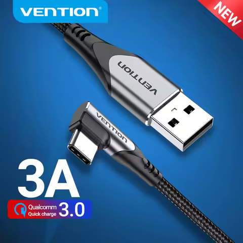 Vention USB Type C Cable 90 Degree 3A Fast Charger Data Cord for Samsung S8 S9 Mobile Right Angled P