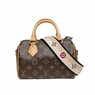 Louis Vuitton Speedy 20 可拆卸黑白寬肩帶 老花 PVC 晶片