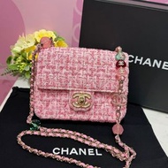 Chanel 23P 愛心鍊條方胖子 粉色軟呢斜孭袋｜AS3782-B10329- NM469｜全新正版正貨