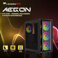 VENOMRX ATX CASE AEGON BLACK WHITE Tempered Glass 4X12CM AUTO ARGB 4 Fans