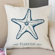 18quot; Home Decor Sofa Throw Pillows Sea Marine Life Star Fish Seashell Sea Horse Sofa Cushion Home Decor Cotton Linen Chair Pillow