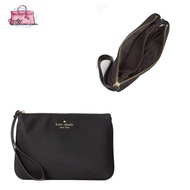 (CEK STOCK FIRST)BRAND NEW AUTHENTIC INSTOCK KATE SPADE MEDIUM CHELSEA WLR00614 WRISTLET IN BLACK DOUBLE COMPARTMENT