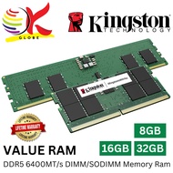 KINGSTON DDR5 VALUE RAM DESKTOP PC (DIMM) / LAPTOP NOTEBOOK (SODIMM) NON-ECC CL52 (6400MHZ) MEMORY R