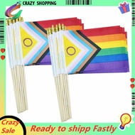 50 Pack Intersex Progress  Pride Stick Flag Small Mini Rainbow Hand Held LGBTQ Flags,5x8 Inch