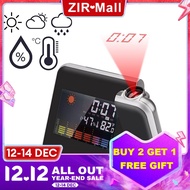 [Ready Stock] ZIR Mall Electronic LED Projection Alarm Clock Creative Color LCD Digital Projection Alarm Clock Temperature Hygrometer Desk LED Time Projector Calendar