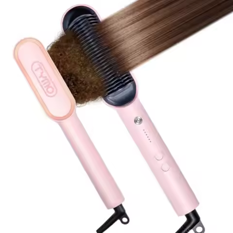 TYMO Ring Hair Straightener Brush Hair Straightening Iron with Built-in Comb, 20s Fast Heating and 5