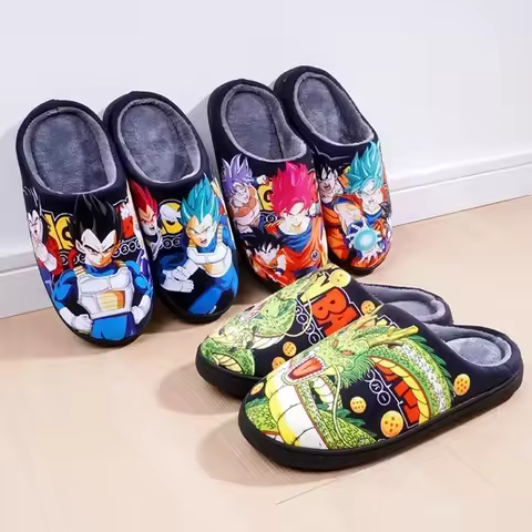 Dragon Ball Cartoon Cosplay Slippers Warm Plush Couple'sHouse Slides Indoor Non-slip Men And Women T