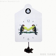 [Meimeier] 230mm Wooden Art Creative Wall Clock With Unique Pastoral Cuckoo Cuckoo Hourly Timekeeping Swing White Wooden Clock