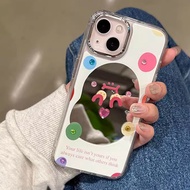 Korean Diamond Sticker Makeup Mirror Phone Case for IPhone 11 15 14 Pro Max 12 13Promax XS MAX XR 7 8Plus SE Dirt Resistant Phone Back Cover
